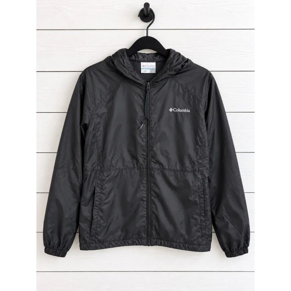 S Columbia Sportswear Black Fleece-Lined Hooded Windbreaker Jacket
